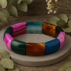 Rainbow Aegis – Madagascar Agate Bracelet | 15x23mm Multicolor Premium Cut