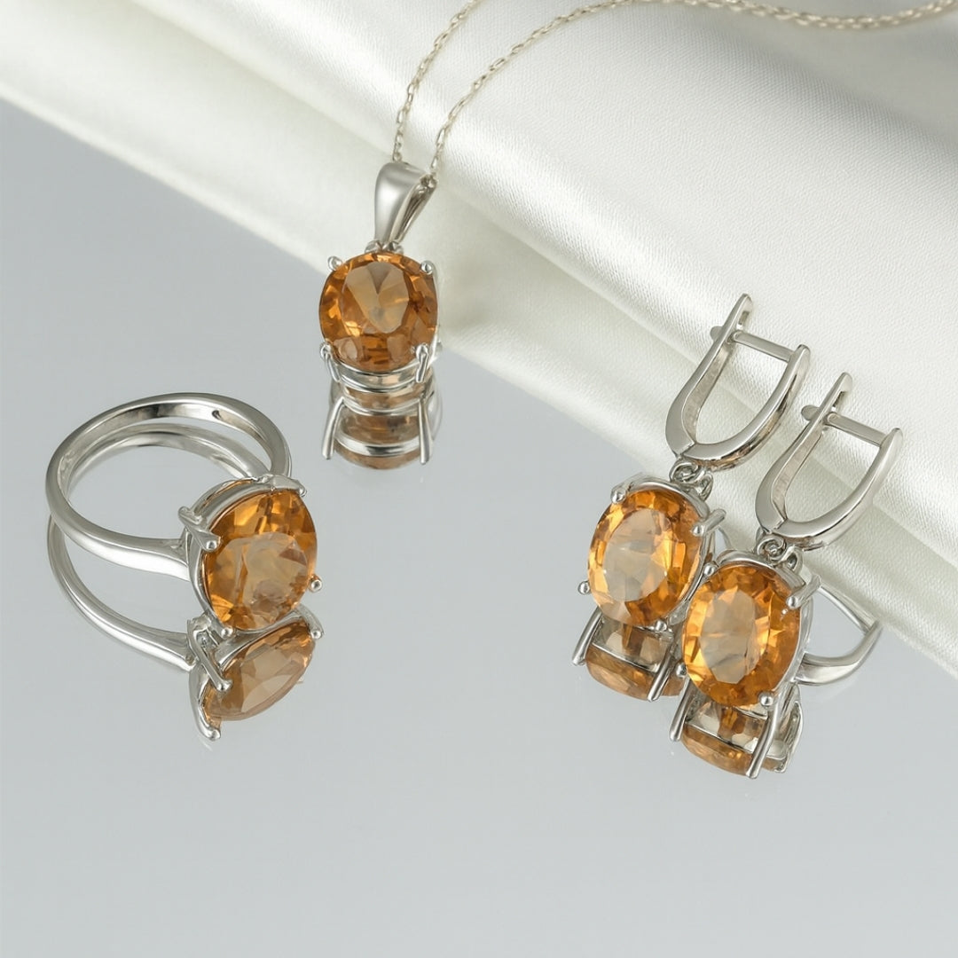 Zultanit Color- Changing Jewelry Gift Set | Sterling Silver Ring Earrings Necklace
