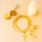 Citrine Ankh Necklace | 6mm Faceted Citrine | Gold-Plated Ankh Pendant | Abundance • Vitality • Protection | Luxury Handmade Gift