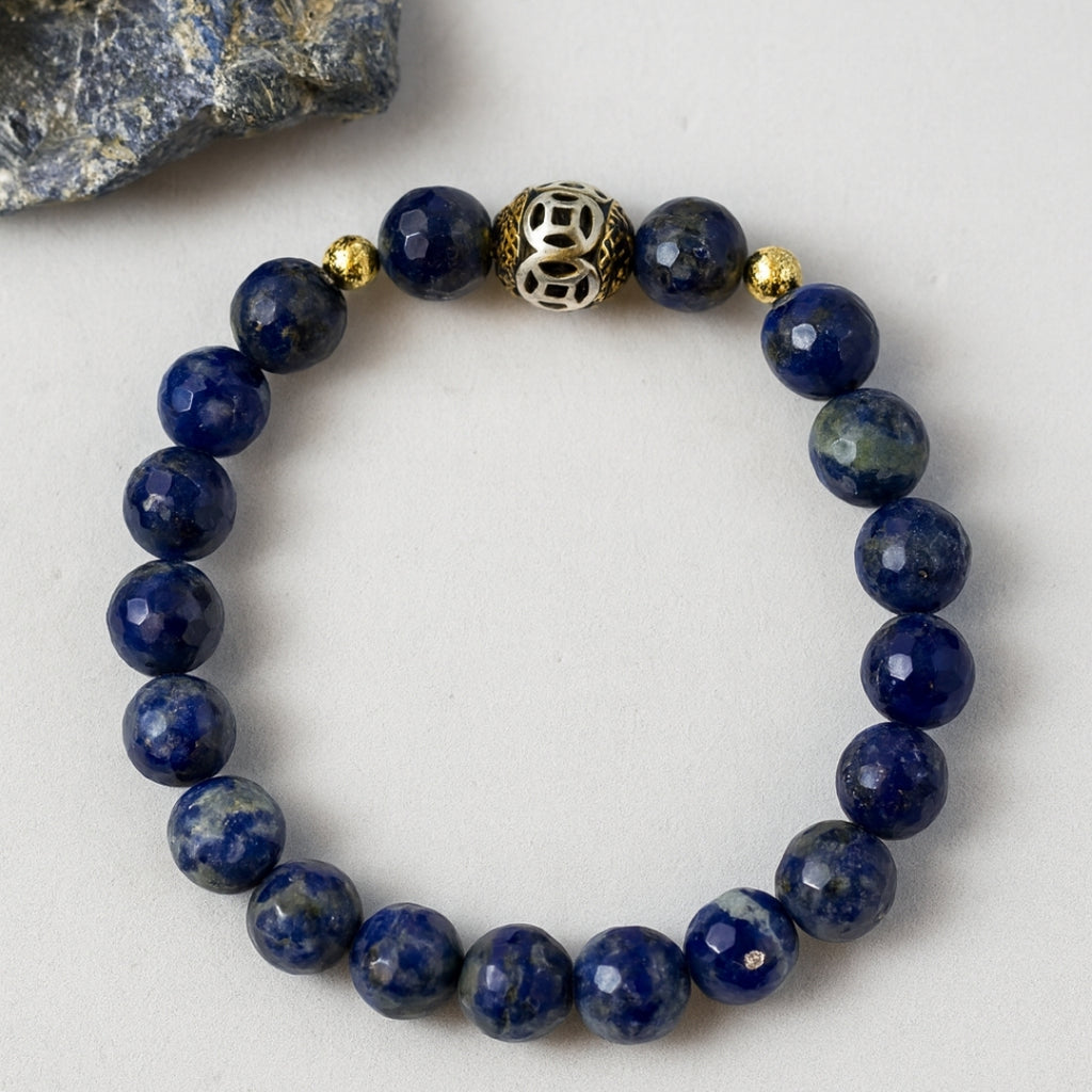Lapis Lazuli Healing Bracelet 8mm|Healing Crystal Jewelry for Intuition