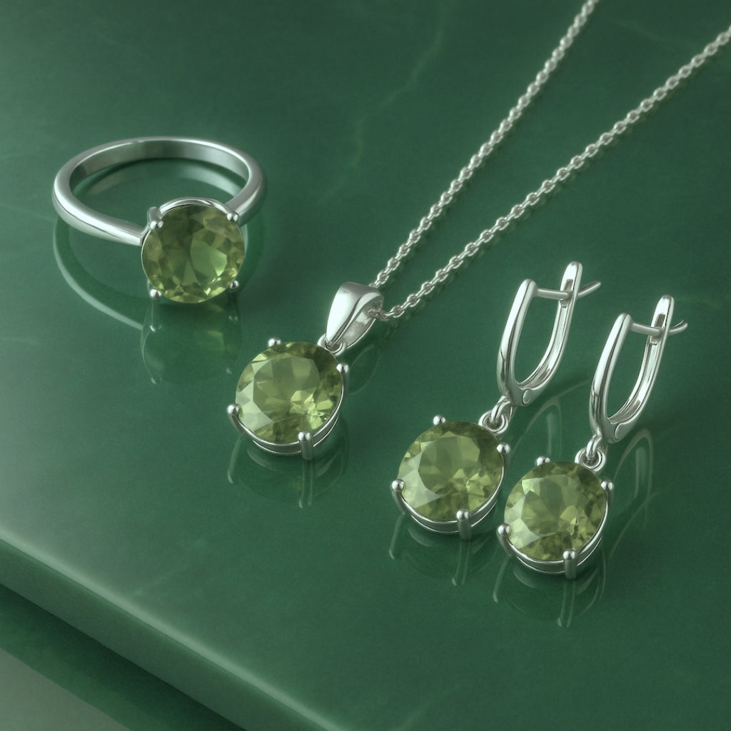 Zultanit Color- Changing Jewelry Gift Set | Sterling Silver Ring Earrings Necklace