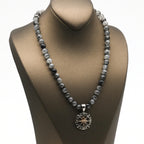 Rutilated Quartz Necklace 8mm|Premium Hand-Knotted Beads | 925 Silver Compass Rose Pendant