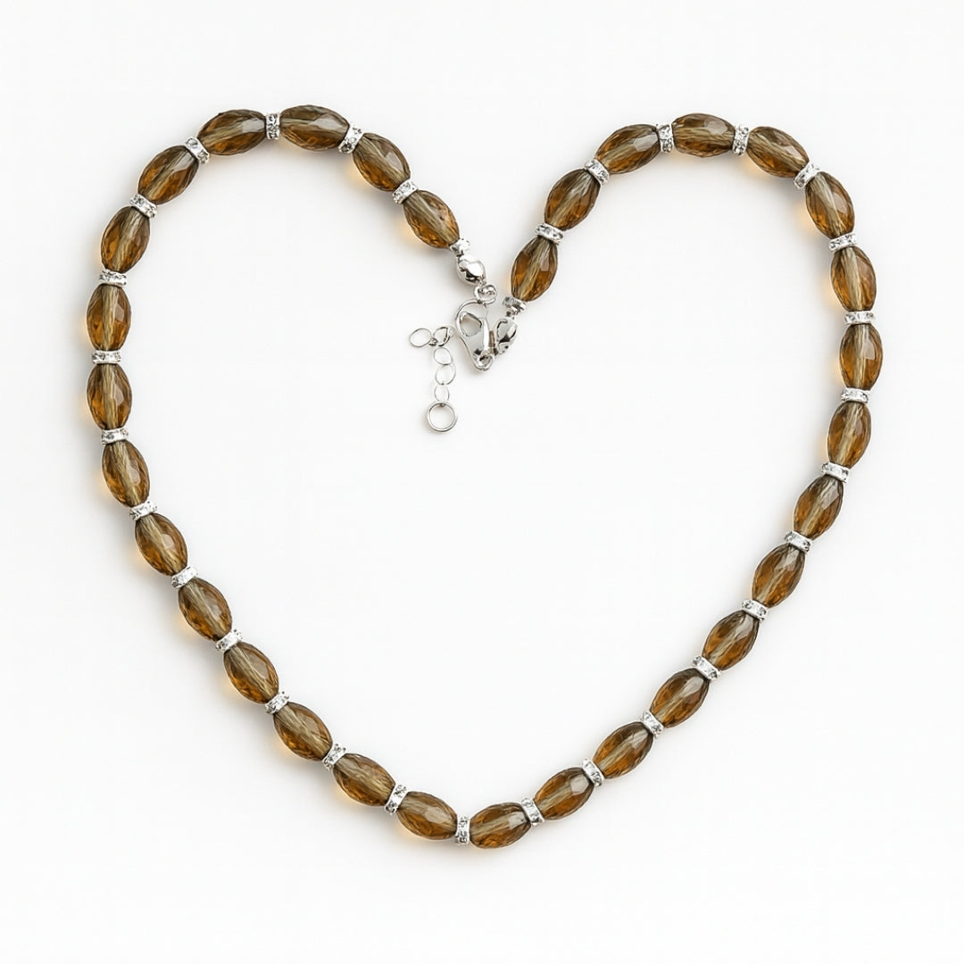 Champagne Zultanite Gemstone 925 Sterling Silver Necklace , 8x5mm Rice Cut Beads, Color Change Gemstone Jewelry,Unique Luxury Gift for Women