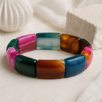Rainbow Aegis – Madagascar Agate Bracelet | 15x23mm Multicolor Premium Cut