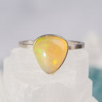 Adjustable Ethiopian Opal Ring 🌈 925 Sterling Silver | Rainbow Crystal Birthstone Jewelry | Handmade Unique October Gemstone Gift for Her