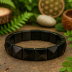 Obsidian Core Bracelet | 12x12 mm Pyramid Cut Stones