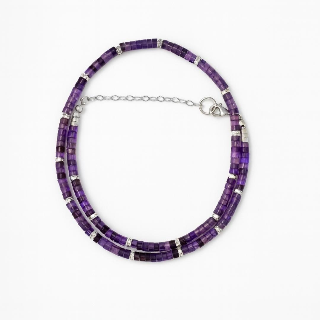 Amethyst bead necklace.