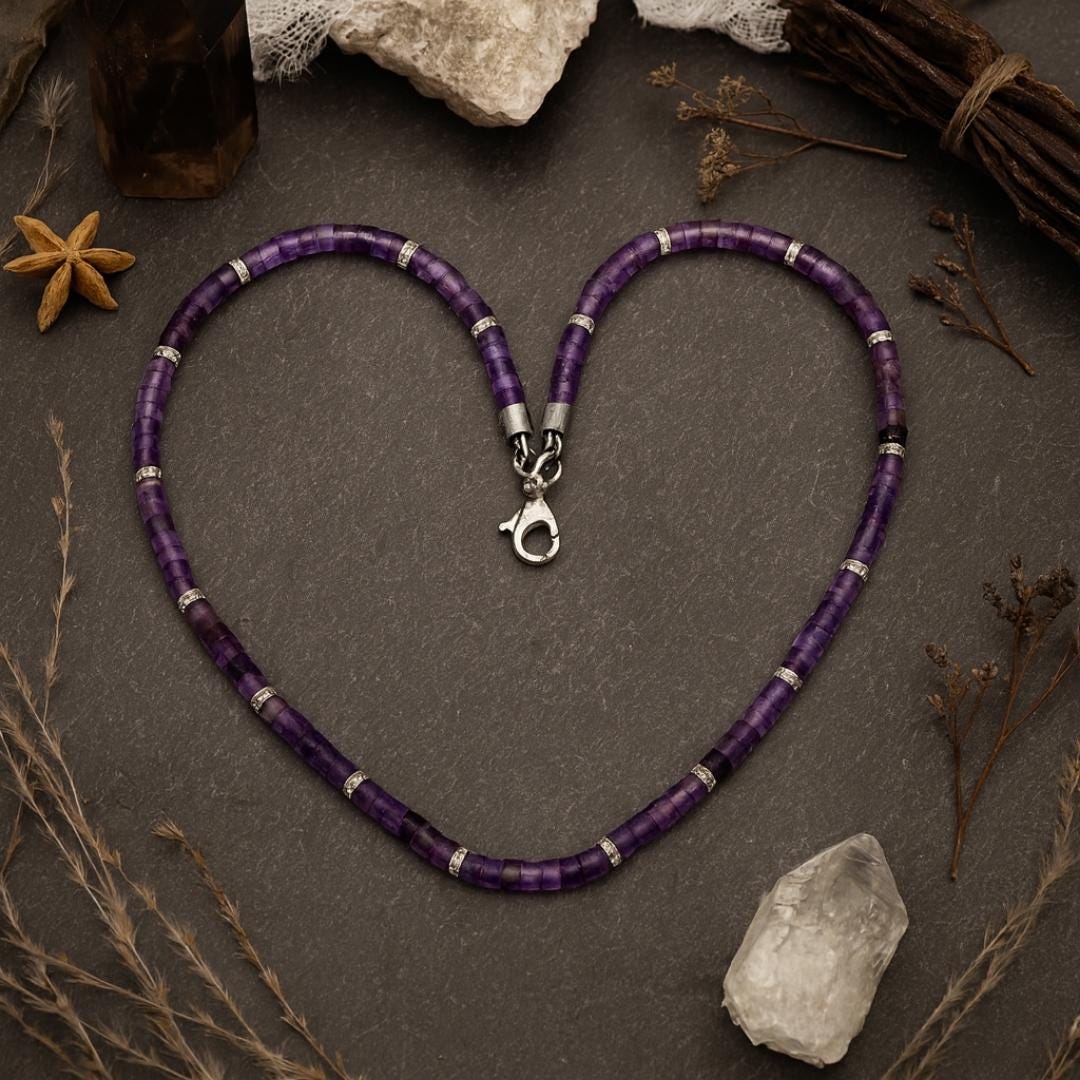 Amethyst bead necklace.