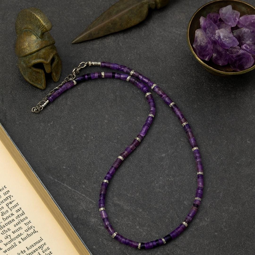 Amethyst bead necklace.
