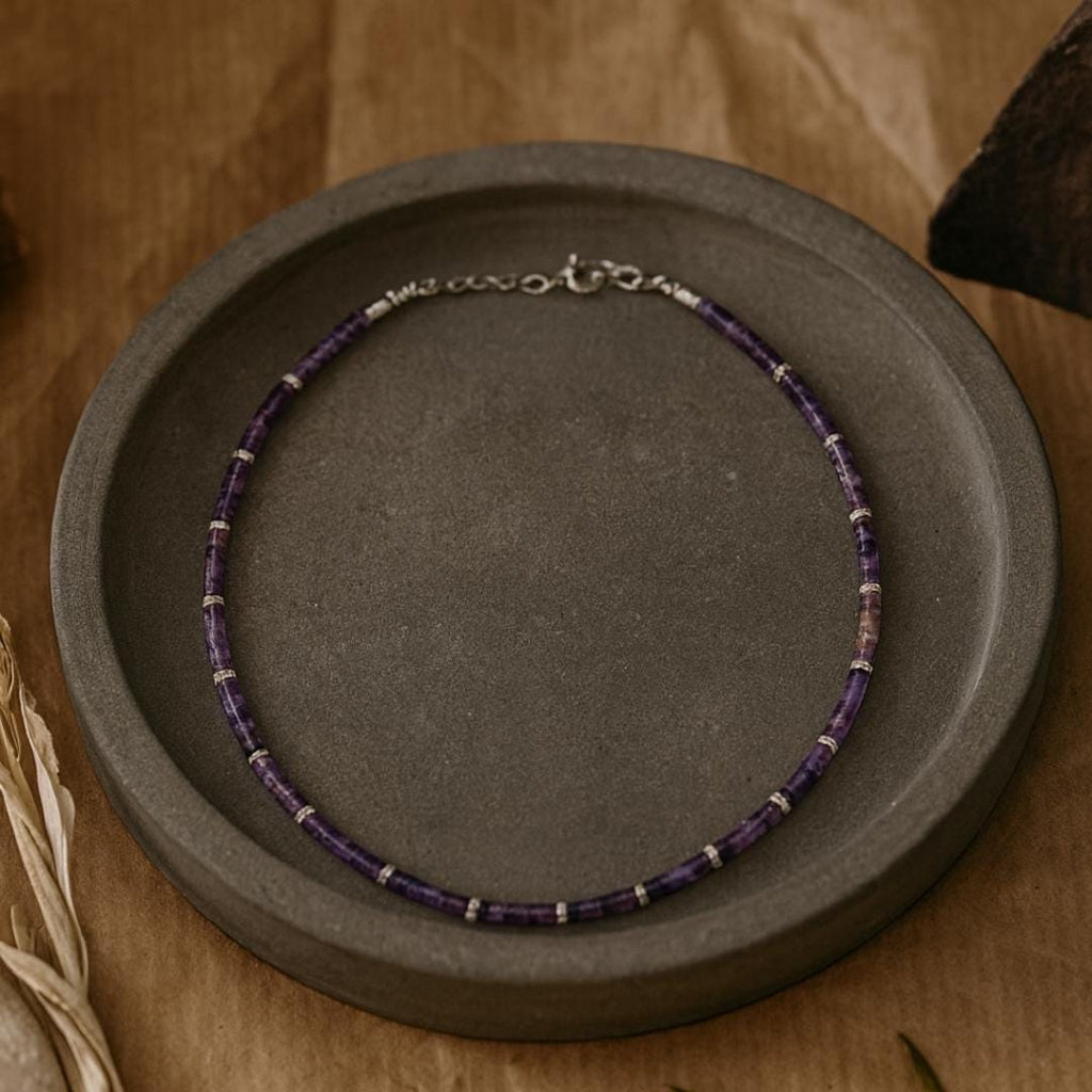 Amethyst bead necklace.