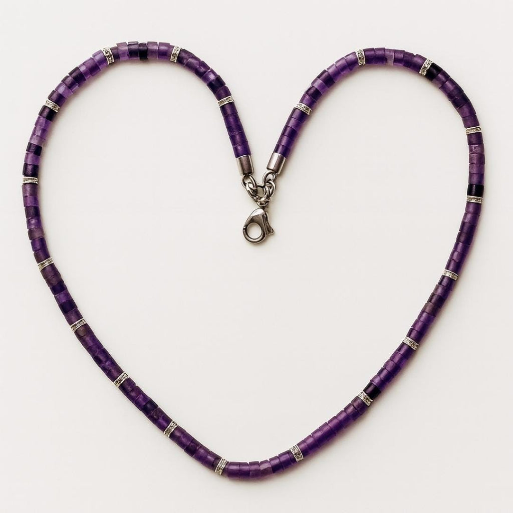 Amethyst bead necklace.