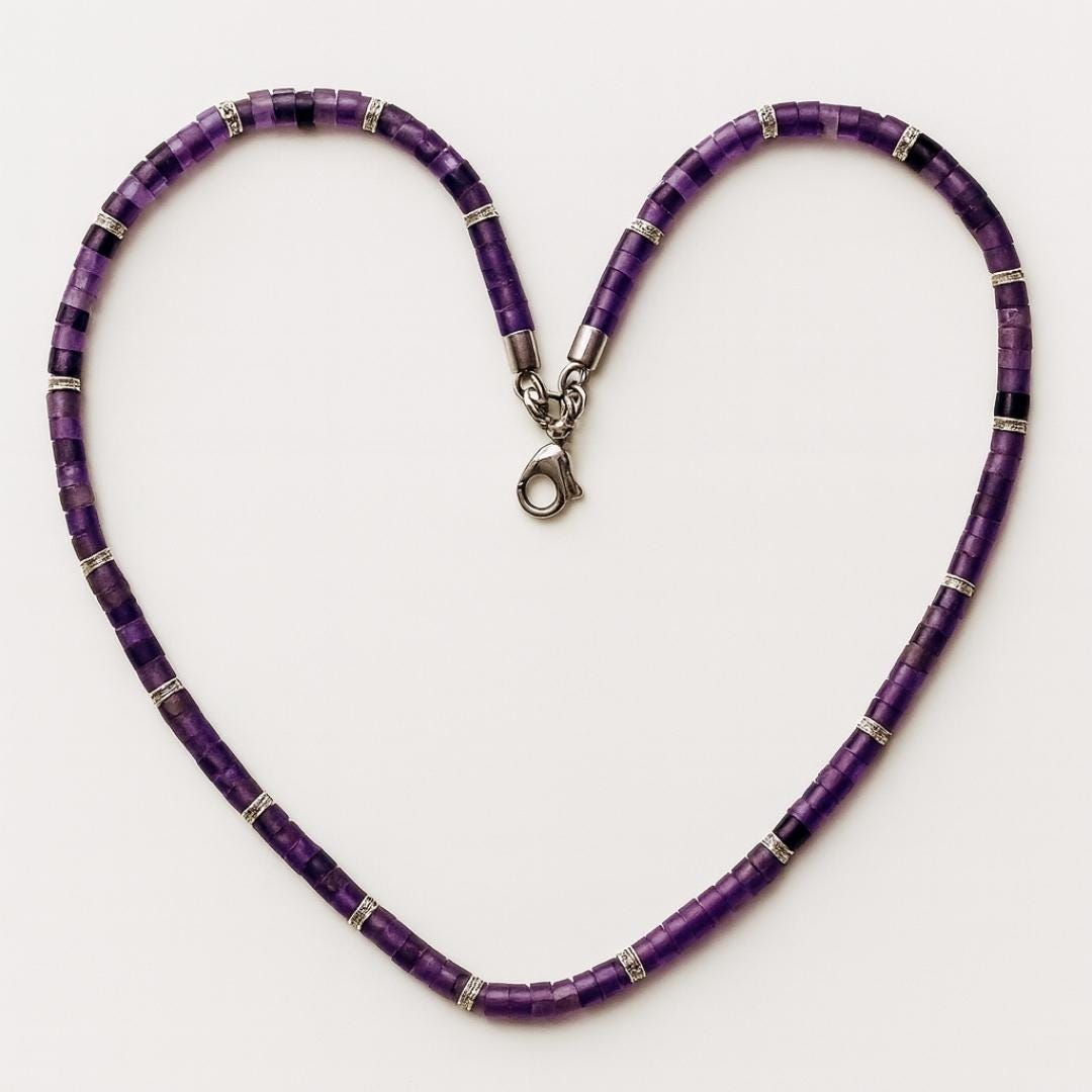 Amethyst bead necklace.
