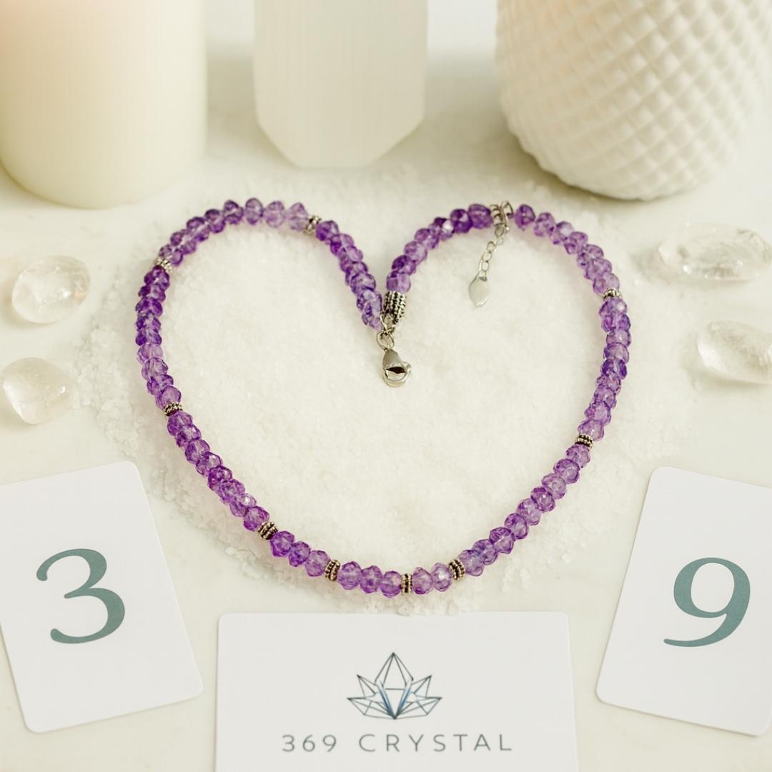 Amethyst bead necklace.