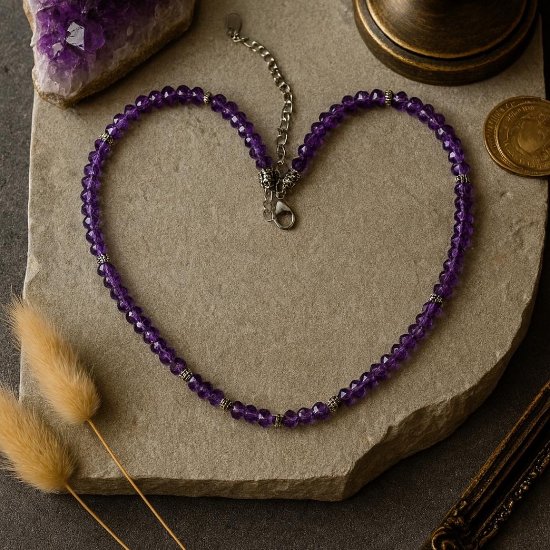 Amethyst bead necklace.