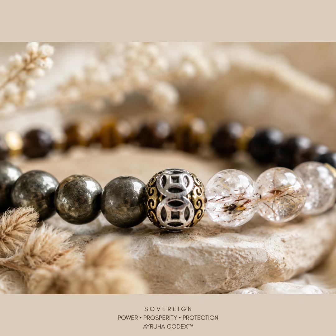 Close-up of multicolor gemstone bead bracelet.