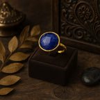 Tiamat’s Orb – Minimal Sapphire Ring | 18K Gold Plated Adjustable Sapphire Jewelry |