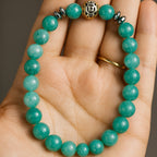 Amazonite Hematite Bracelet 8mm Handmade Crystal Jewelry