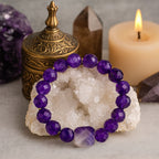 Amethyst Aurum Core Bracelet 10mm Faceted Natural Amethyst Gold Plated Jewelry