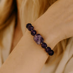Amethyst Aurum Core Bracelet 10mm Faceted Natural Amethyst Gold Plated Jewelry