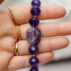 Amethyst Aurum Core Bracelet 10mm Faceted Natural Amethyst Gold Plated Jewelry