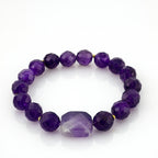 Amethyst Aurum Core Bracelet 10mm Faceted Natural Amethyst Gold Plated Jewelry