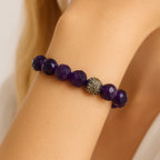 Amethyst Bracelet 10mm Faceted Natural Gemstone Spiritual Talisman Mystic Jewelry Tibetan Bead Energy Bracelet Handmade Gift for Her Alchemy