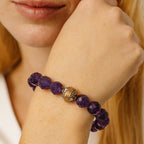 Amethyst Bracelet 10mm Faceted Natural Gemstone Spiritual Talisman Mystic Jewelry Tibetan Bead Energy Bracelet Handmade Gift for Her Alchemy