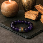 Amethyst Bracelet 10mm Faceted Natural Gemstone Spiritual Talisman Mystic Jewelry Tibetan Bead Energy Bracelet Handmade Gift for Her Alchemy