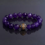 Amethyst Bracelet 10mm Faceted Natural Gemstone Spiritual Talisman Mystic Jewelry Tibetan Bead Energy Bracelet Handmade Gift for Her Alchemy