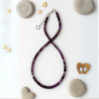 Amethyst Earth Frequency Necklace 5mm Faceted Cube Natural Gemstone