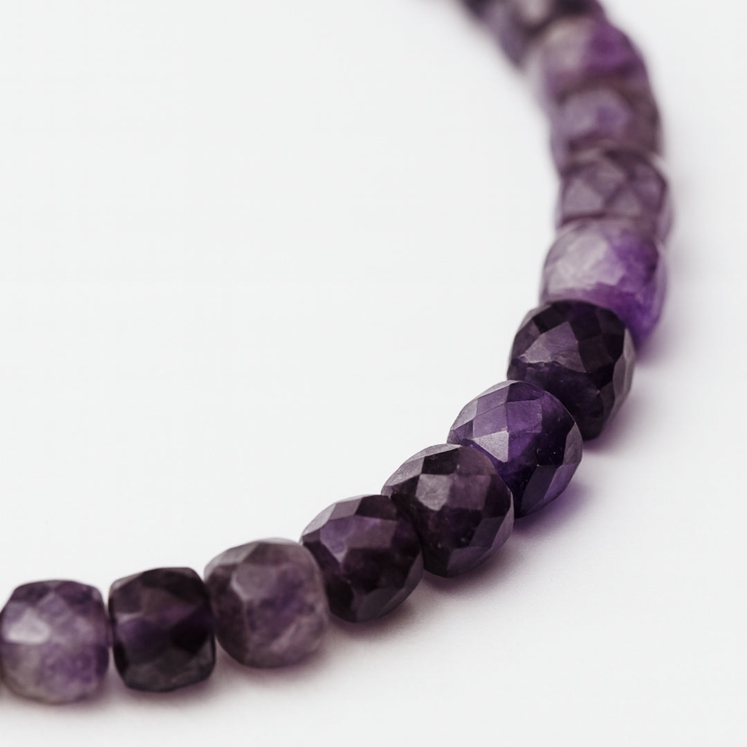 Amethyst Earth Frequency Necklace 5mm Faceted Cube Natural Gemstone