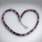 Amethyst Earth Frequency Necklace 5mm Faceted Cube Natural Gemstone