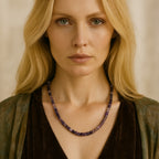 Amethyst Earth Frequency Necklace 5mm Faceted Cube Natural Gemstone