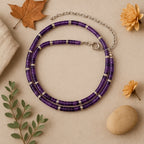 Amethyst Cylinder Necklace 4x2mm