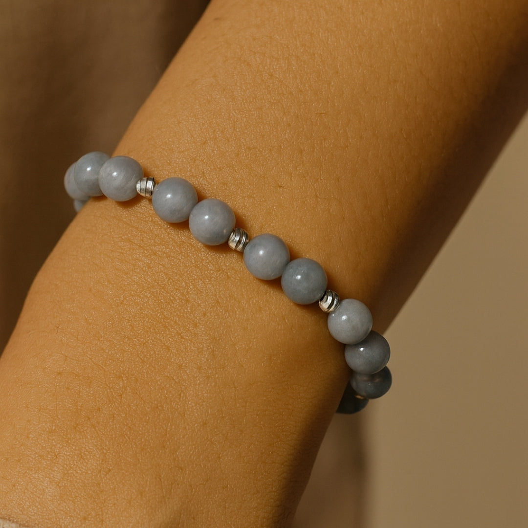 Angelite Bracelet 8 mm Andean Blue | Yaxuul Angel Stone Jewelry