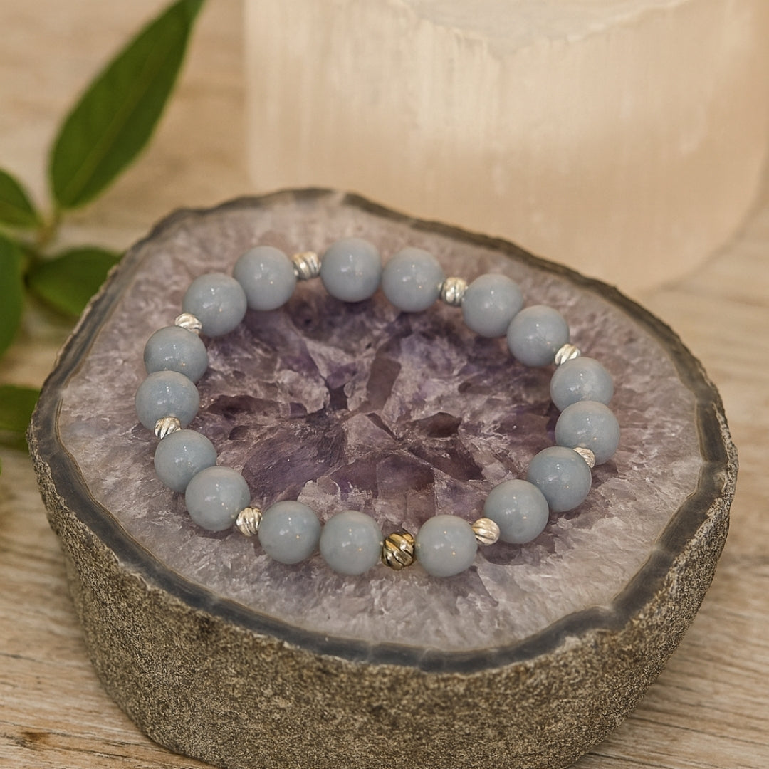 Angelite Bracelet 8 mm Andean Blue | Yaxuul Angel Stone Jewelry