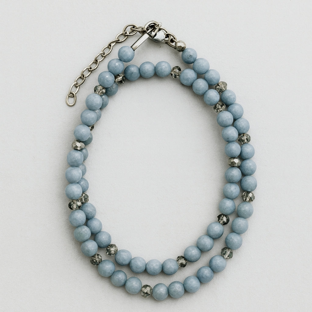 Angelite Faceted Crystal Necklace 6mm Calm Energy Communication Serenity Angelic Protection Angelic Guidance Talisman Handmade Gift for Her
