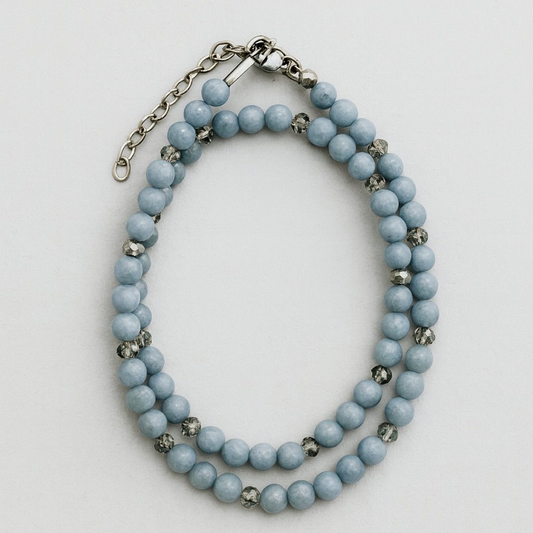 Angelite Faceted Crystal Necklace 6mm Calm Energy Communication Serenity Angelic Protection Angelic Guidance Talisman Handmade Gift for Her