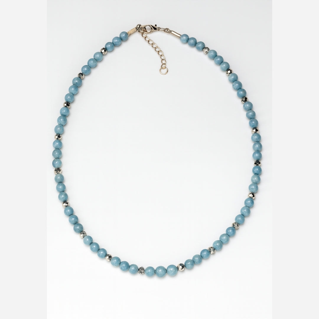 Angelite Faceted Crystal Necklace 6mm Calm Energy Communication Serenity Angelic Protection Angelic Guidance Talisman Handmade Gift for Her