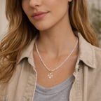 Moonstone & Golden Compass Star Pendant Necklace