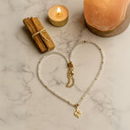 Moonstone & Golden Compass Star Pendant Necklace