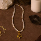 Moonstone & Golden Compass Star Pendant Necklace