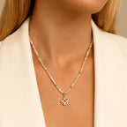 Moonstone & Golden Compass Star Pendant Necklace