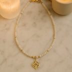 Moonstone & Golden Compass Star Pendant Necklace