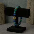 Azurite Hematite Bracelet | 8 mm Gemstone Beads | Energy-Coded Dragon Talisman | Transformation • Vision • Protection