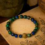 Azurite Hematite Bracelet | 8 mm Gemstone Beads | Energy-Coded Dragon Talisman | Transformation • Vision • Protection