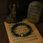 Azurite Hematite Bracelet | 8 mm Gemstone Beads | Energy-Coded Dragon Talisman | Transformation • Vision • Protection