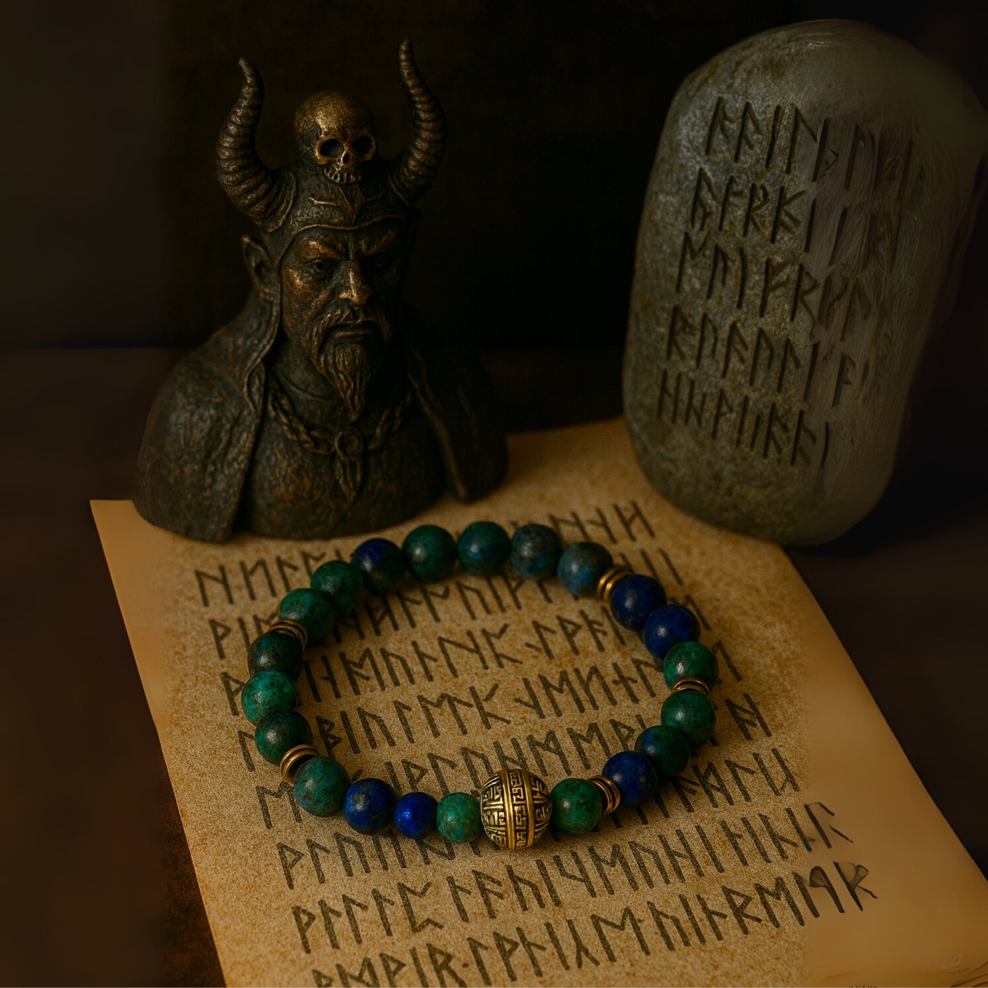 Natural Azurite Crystal Bracelet 8 mm|Erlik Khan’s Dragon Kutsal Quetzal