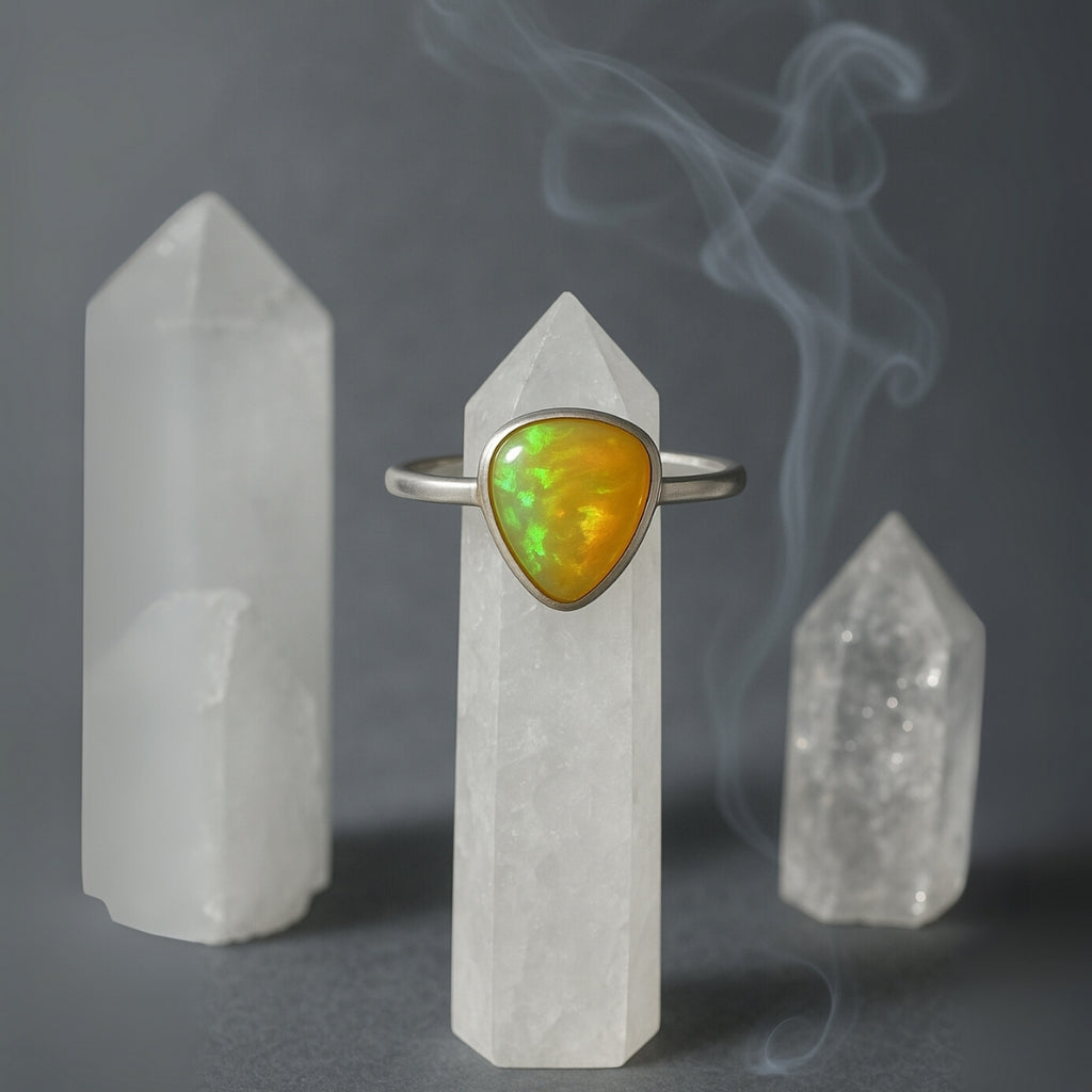 Opal Ring Eos Spectrum Ethiopian Opal |Adjustable 925 Sterling Silver