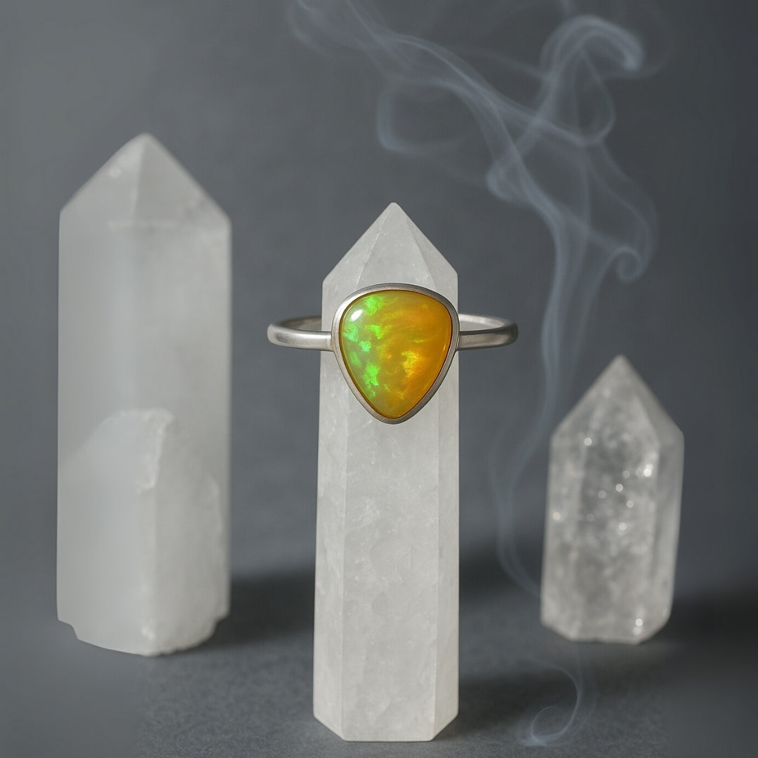 Opal Ring Eos Spectrum Ethiopian Opal |Adjustable 925 Sterling Silver